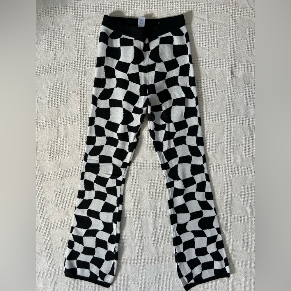 Monochrome Checkered Flare Pants